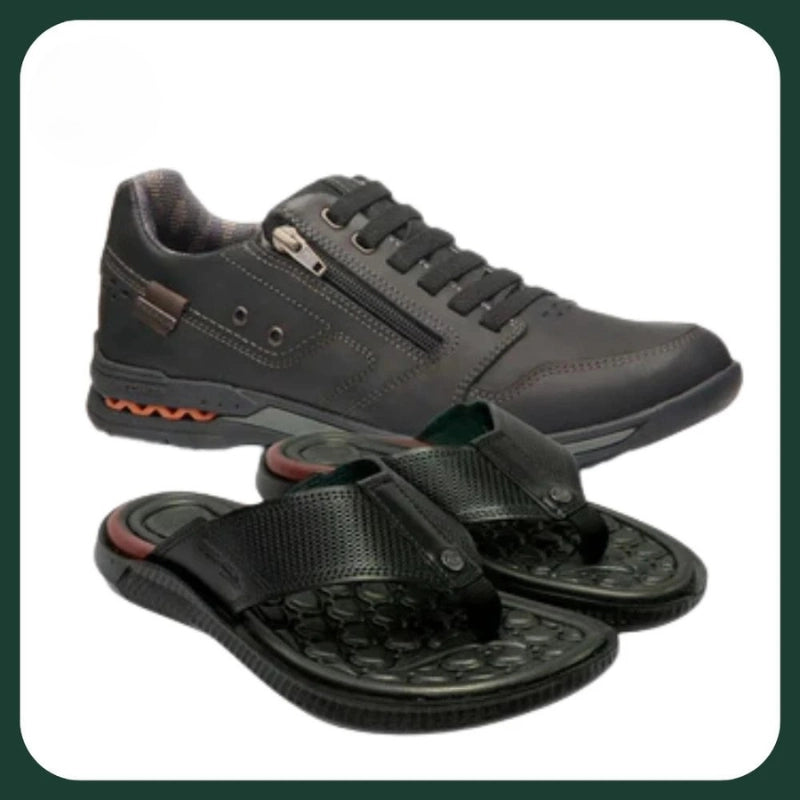 [¡PAGÁ 1, LLEVÁ 2!] Kit de Zapatillas Urbanas Ortopédicas de Hombre en Cuero Genuino + REGALO: Sandalia Masajeadora