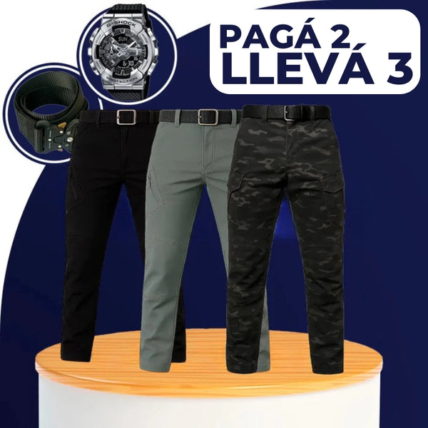 [Llevá 3, Pagá 2] Pantalón Militar Noir de Tela RipStop y Poliéster + REGALOS: Reloj Táctico y Cinturón Táctico
